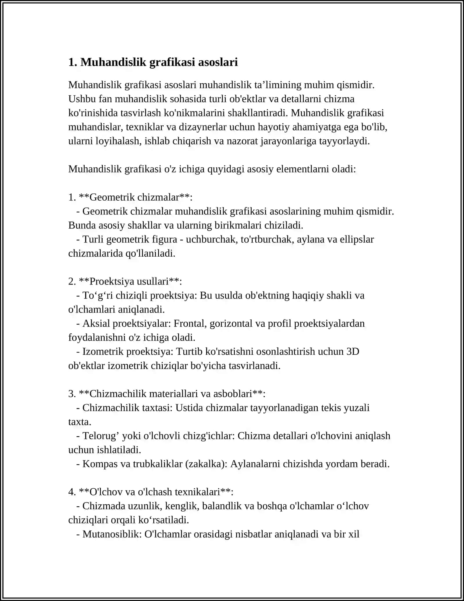 MUHANDISLIK GRAFIKASI CHIZMACHILIK 4