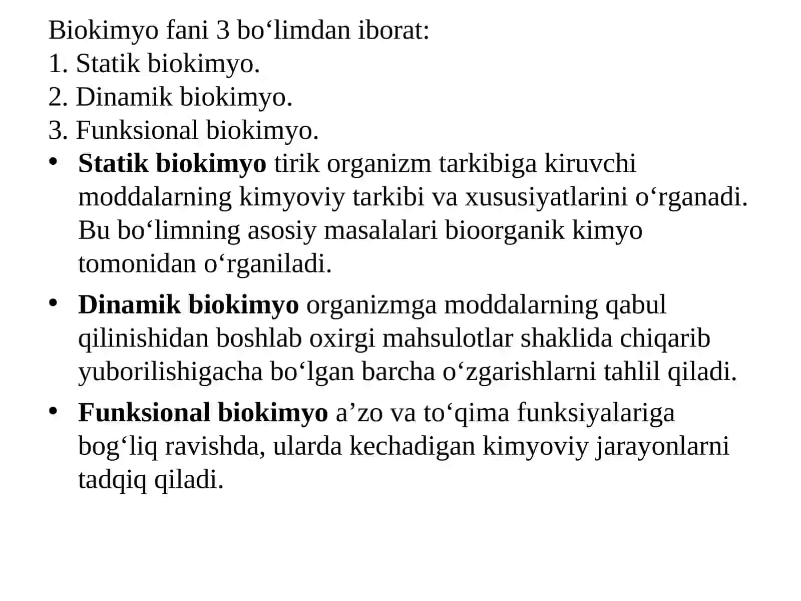 Biokimyo va molekulyar biologiya fanining predmeti va vazifalari 4