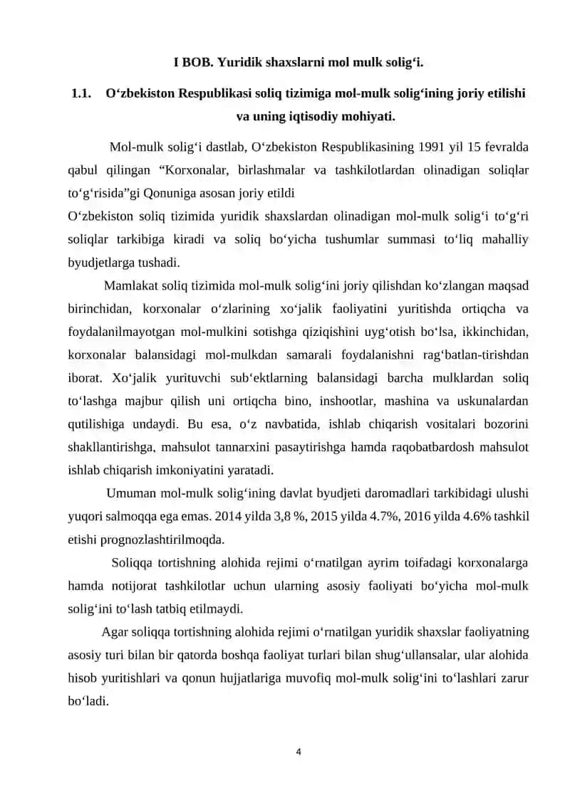 Yuridik shaxslardan undirilgan soliqlar va boshqa majburiy to’lovlar tarkibi 4