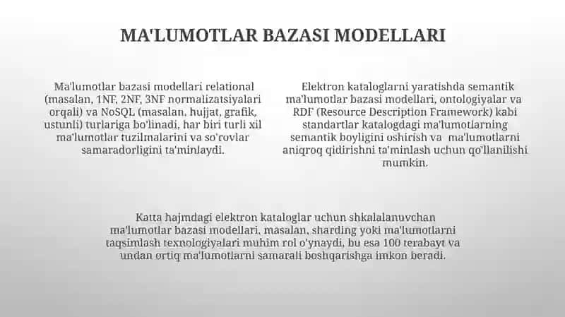 Yigʻma elektron katalogni shakllantirish modellari va algoritmlari 4