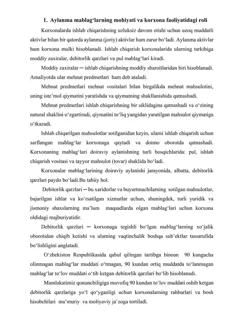 Aylanma fondlar mohiyati, harakati va ahamiyati 4