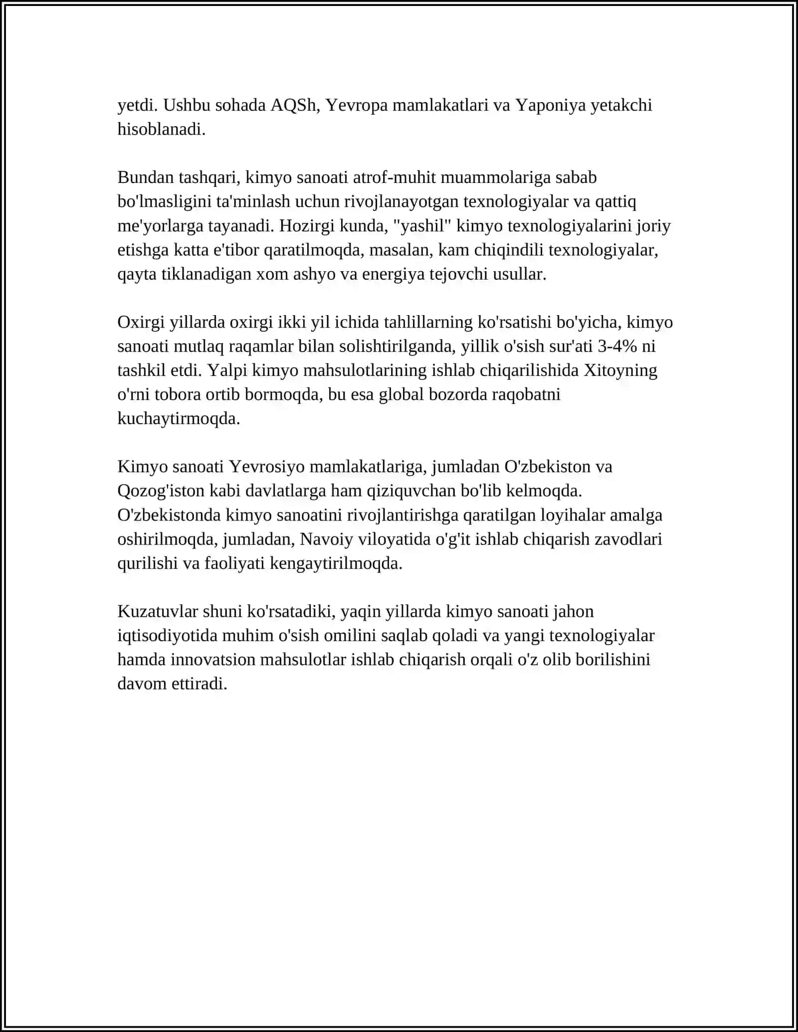 KIMYO FANINING SANOAT VA XALQ XOJALIGIDAGI AHAMYATI 4