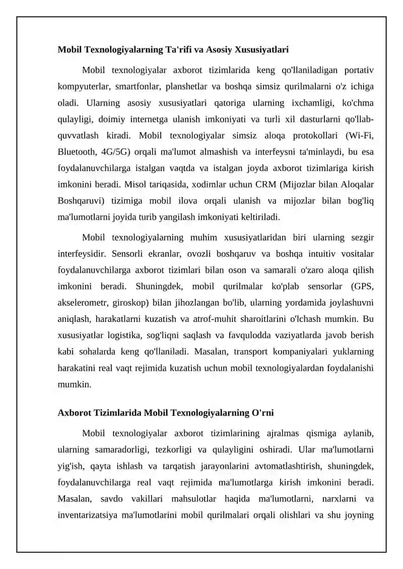 Mobel texnologiyalarning axborot tizimidagi o'rni va ahamiyati 4