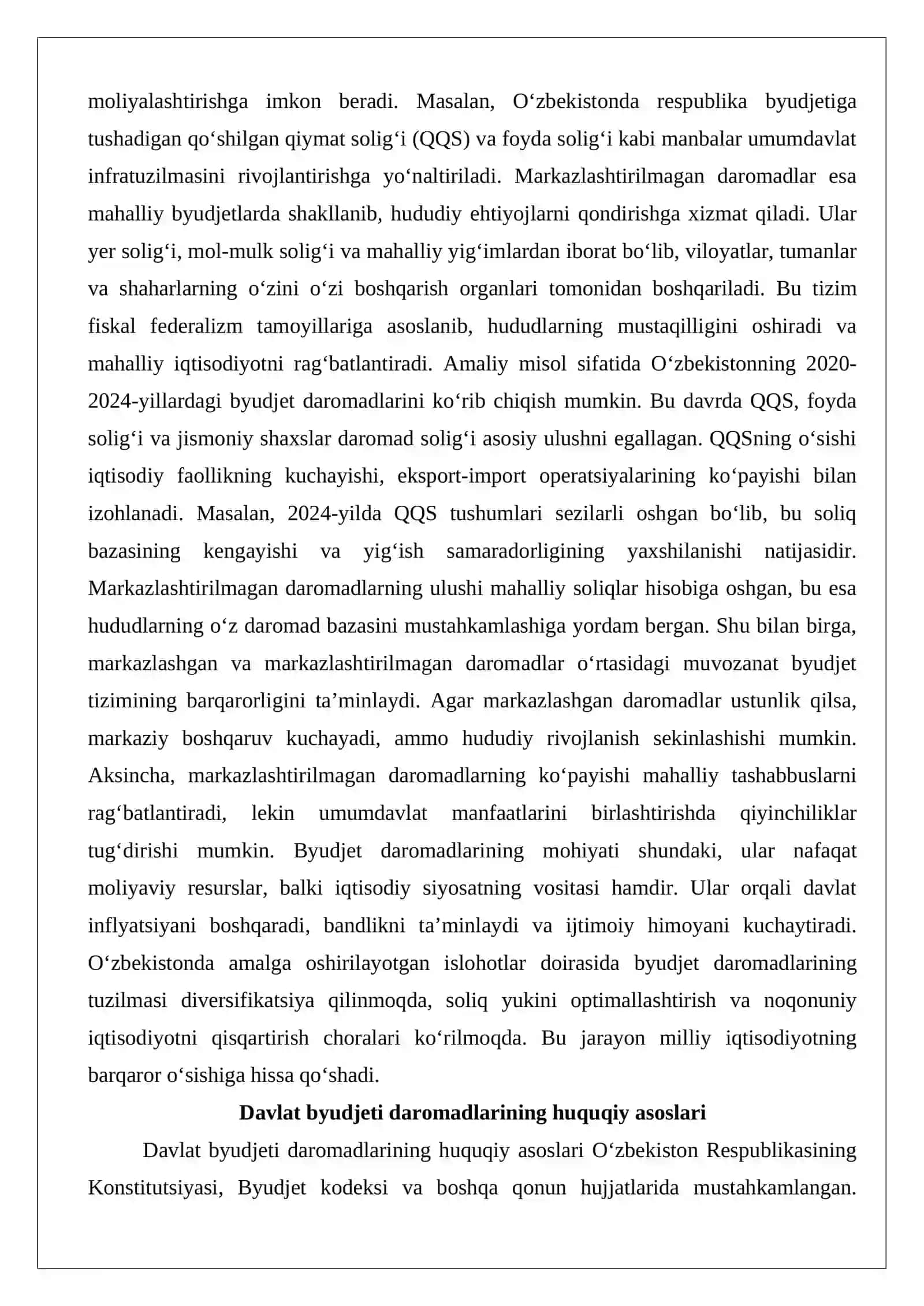 Davlat byudjeti daromadlari tushunchasi va tizimi: markazlashgan va markazlashtirilmagan daromadlar 4