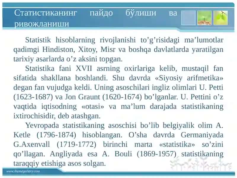 СТАТИСТИКА ФАНИНИНГ ПРЕДМЕТИ ВА УСЛУБИ 4