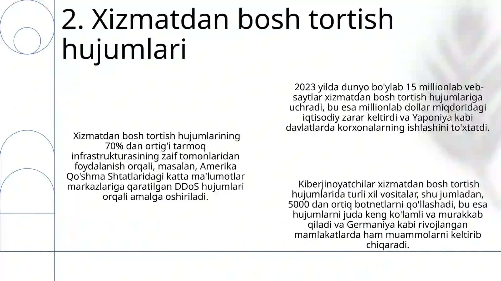 Axborot xavfsizligiga taxdidlar turlari 4