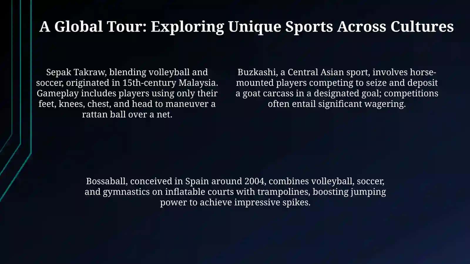 Beyond the Baseline: Defining and Exploring Unusual Sports 4