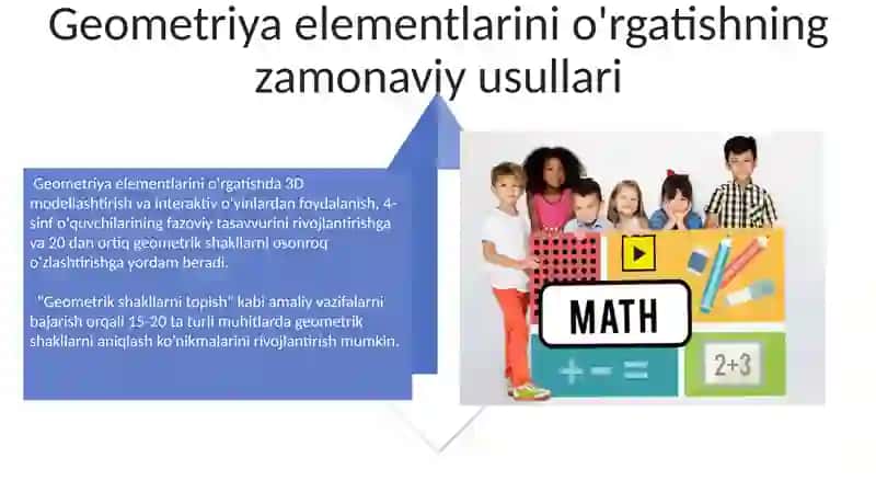 4-sinfda geometriya elementlarini o'qitish usullari 4