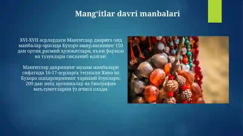 O'tra Osiyo Xonliklari davri manbalari 4