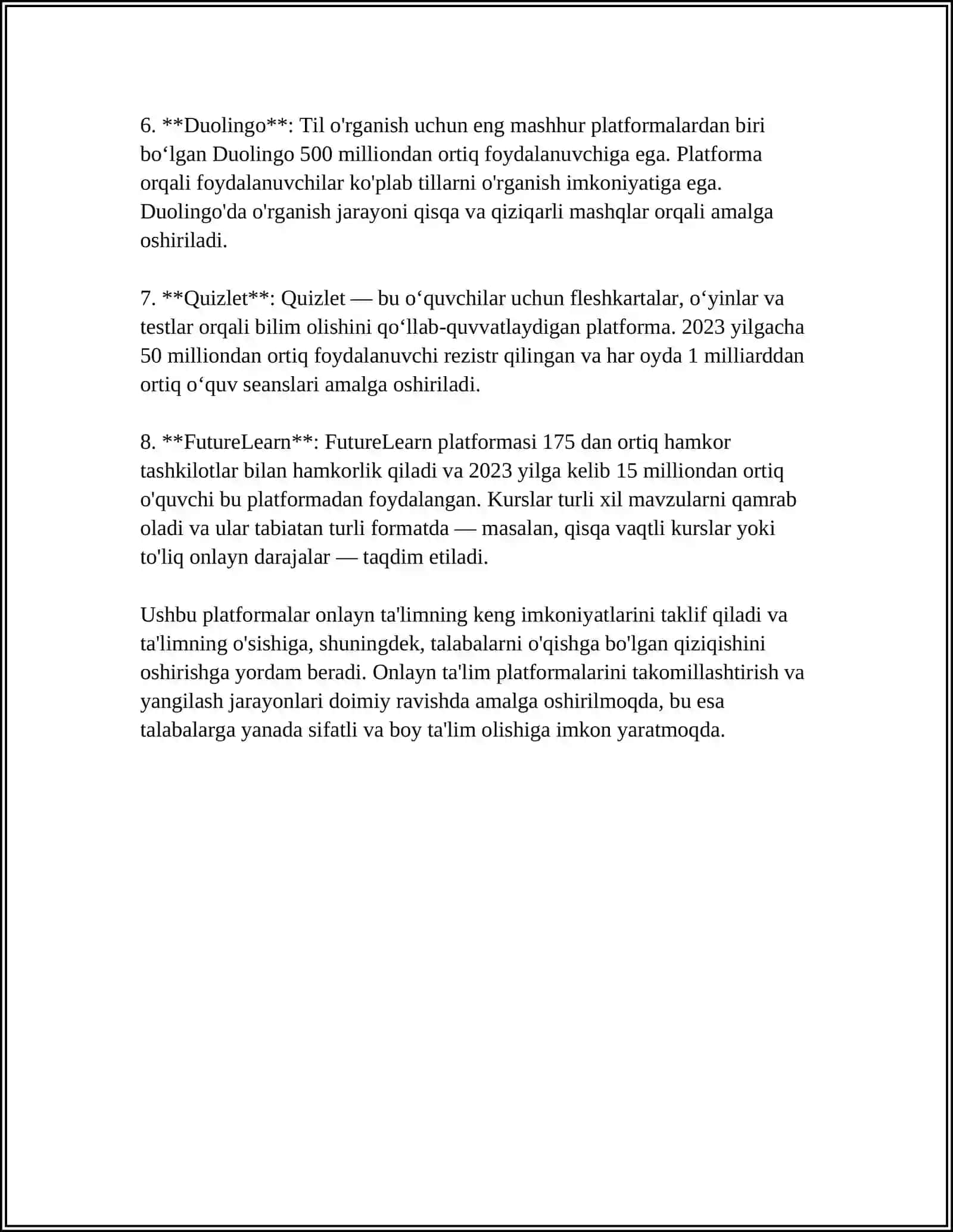 Onlayn ta'lim uchun kreativ platformalar 4