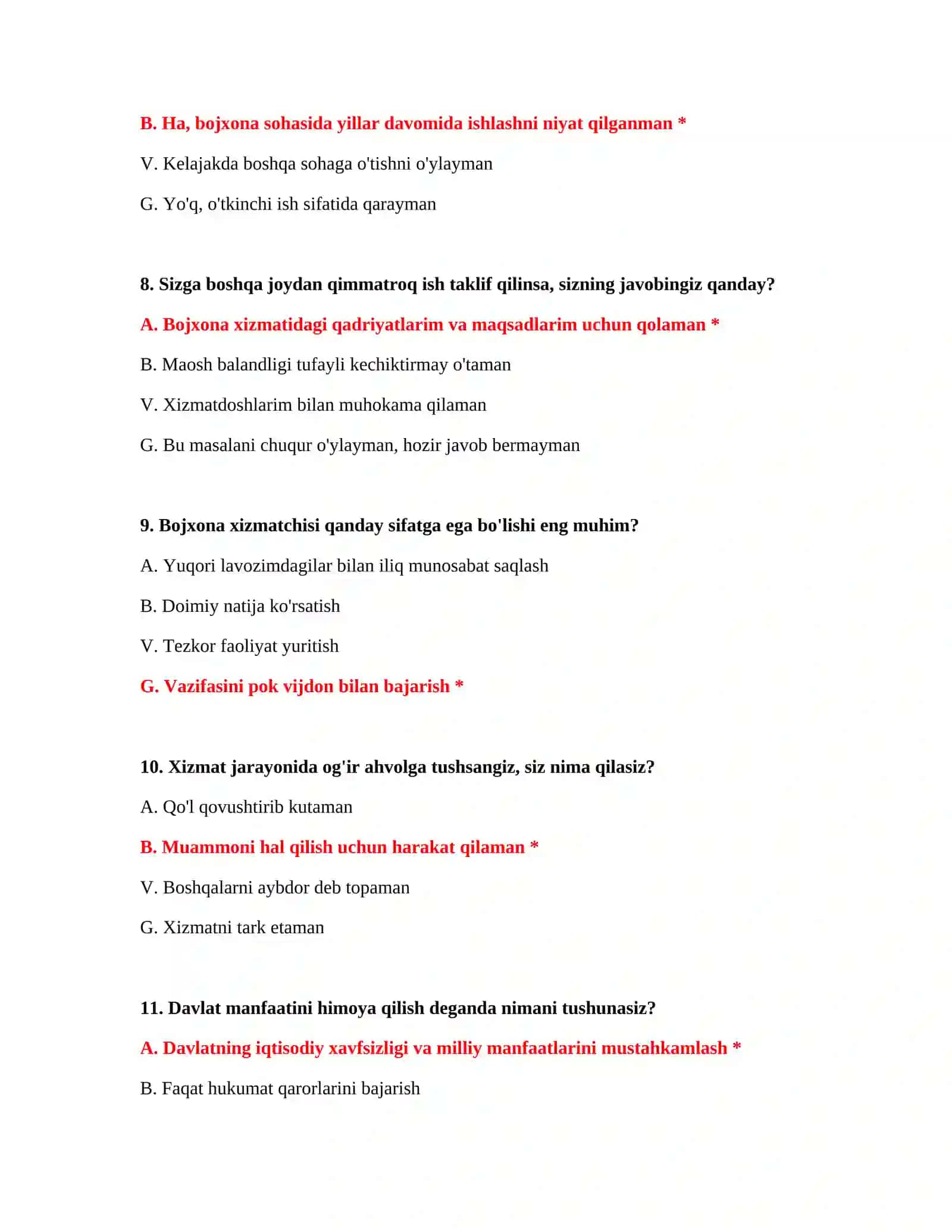 BOJXONA AKADEMIYASI ISHGA KIRUVCHILAR UCHUN TEST SAVOLLARI 4