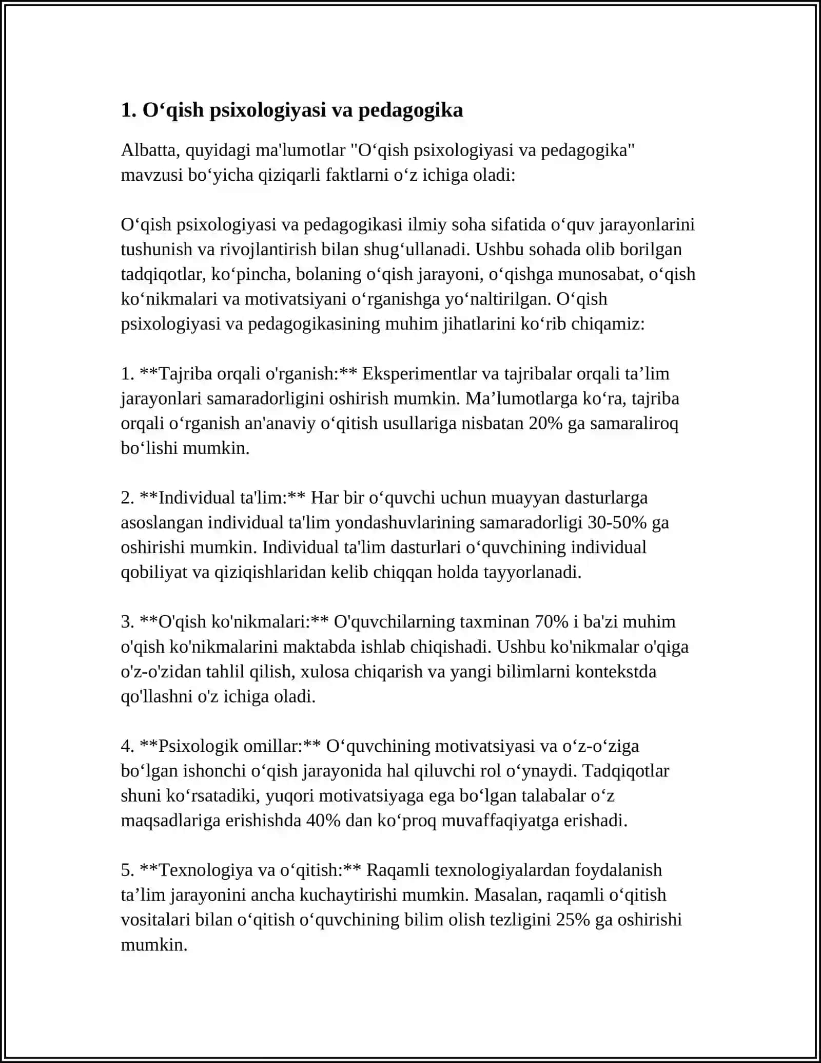 O‘qish Psixologiyasi va Pedagogika 4