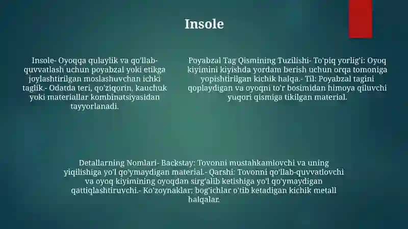 Poyabzal Tag Qismining Tuzilishi Va Detallarning Nomlari 4