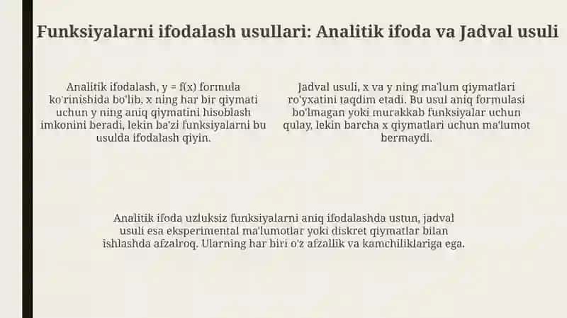 Funksiyaning berilish usullari 4