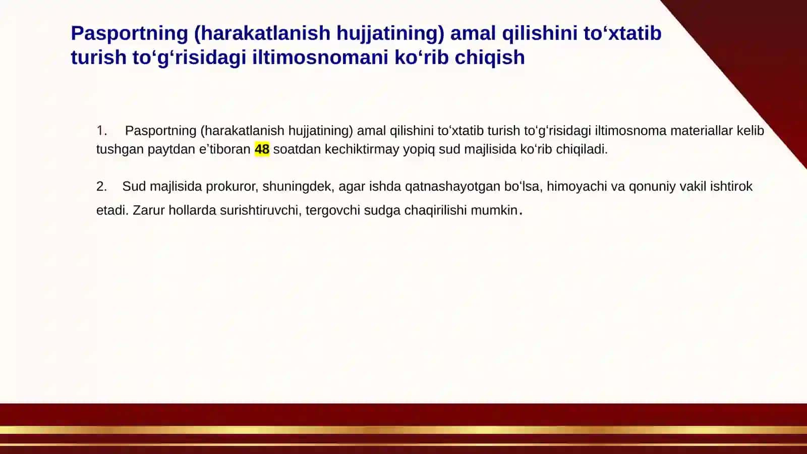 Pasportning(xarakatlaninsh xujjatining) amal qilishni tuxtatib turish 4