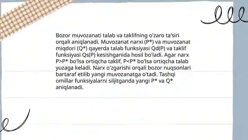 Talab taklif va bozor muvozanati 4