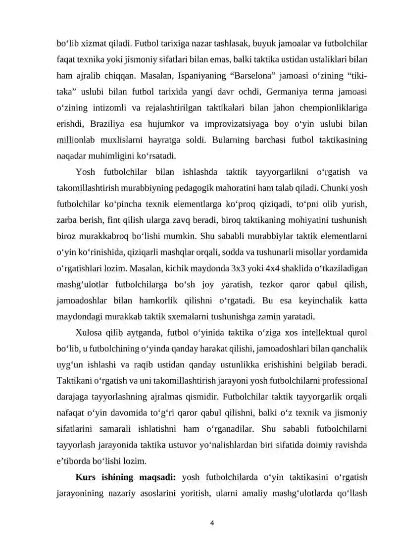 Futbol oʻyin texnikasi va taktikasini tasnifi 4