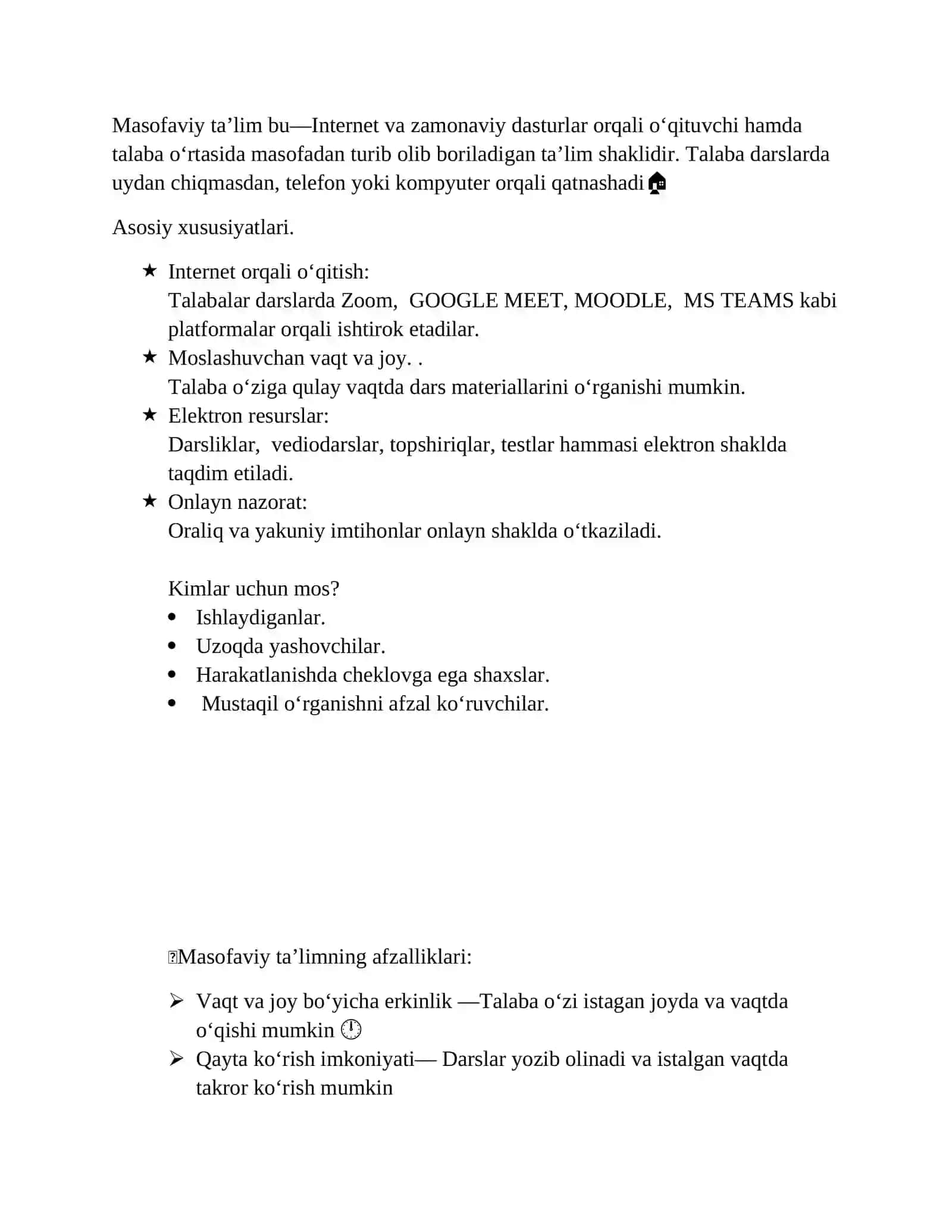 Masofaviy ta'limning imkoniyatlari va afzalliklari 4