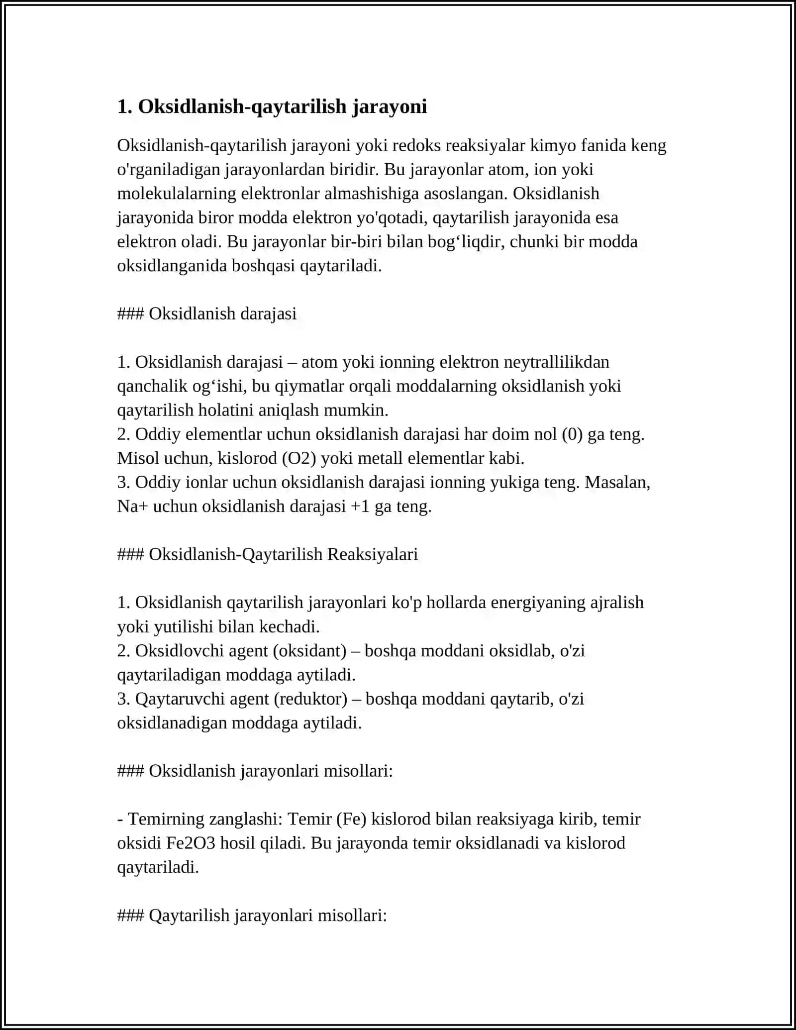 OKSIDLANUVCHI QAYTARUVCHILARNING EKVIVALENT MASSASINI ANIQLASH.NATRIY TIOSULFAT ERITMASINI TAYYORLASH 4