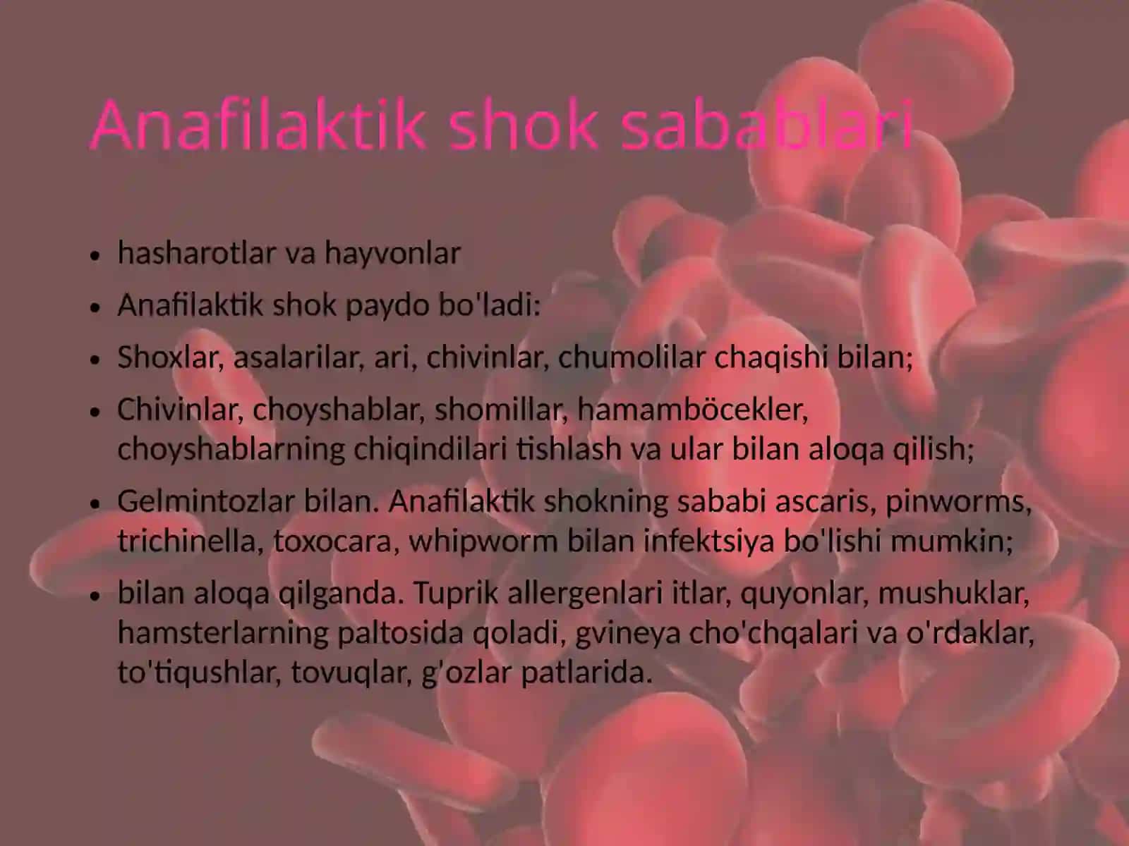 Anafilaktik shok: sabablari, klinikasi va tashxisi, birinchi yordam 4