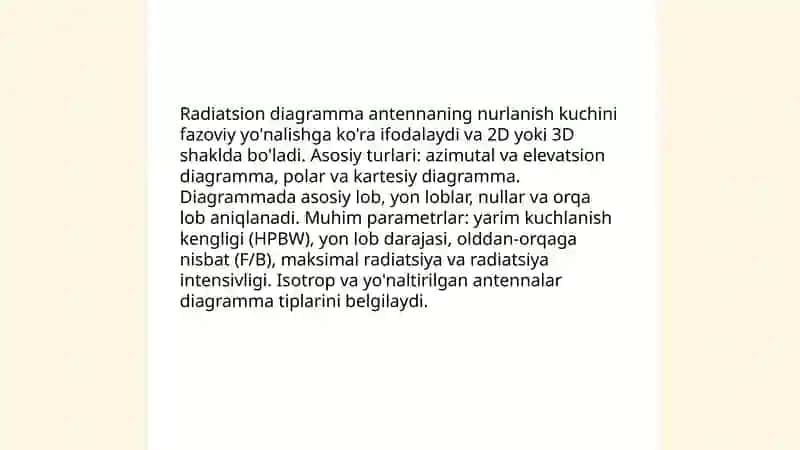 Antennalarning asosiy xarakteristikalari va paramertlari 4