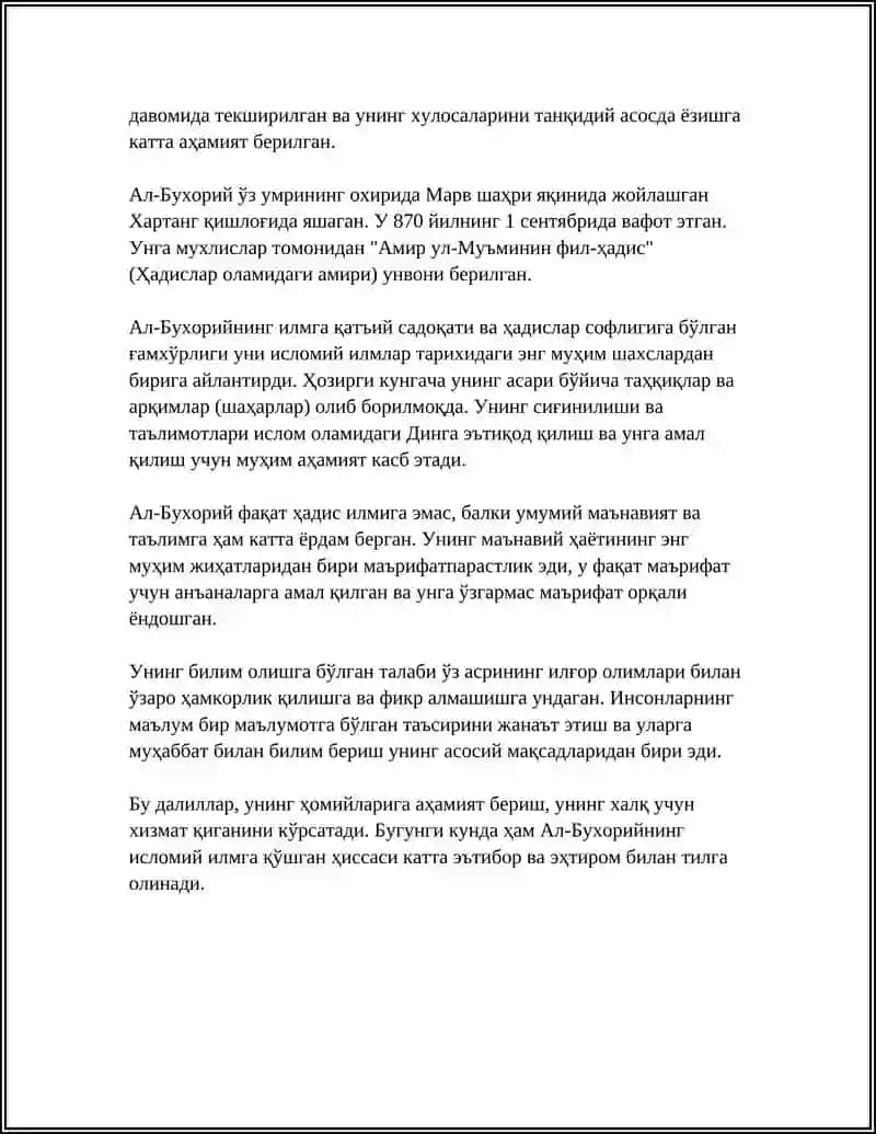 REFERAT Mavzu: IMOM AL- BUXORIY MAQBARASI 4