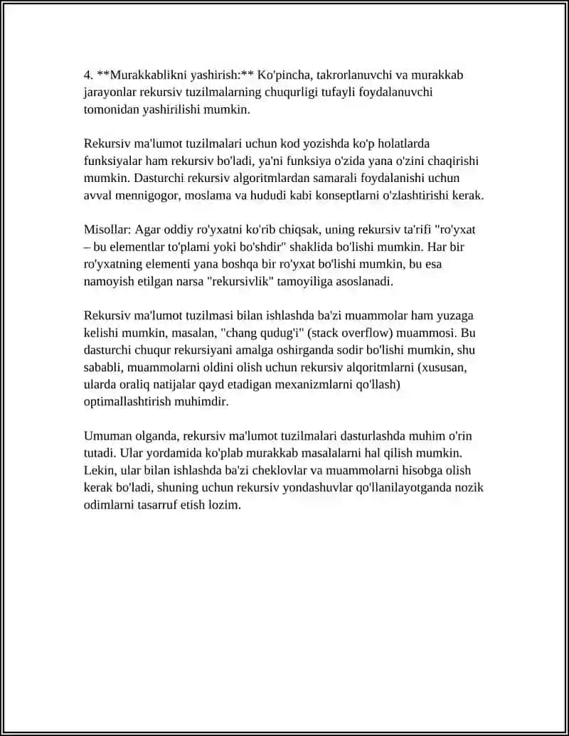 REKURSIV MA’LUMOT TUZILMALARI 4