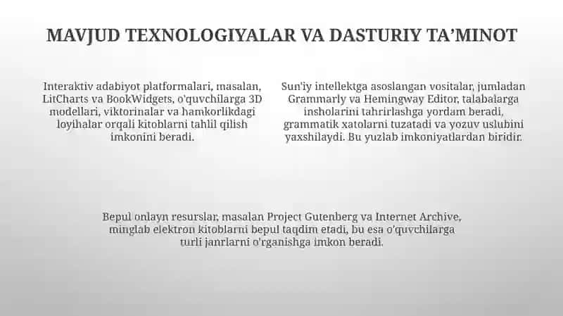 Adabiyot oʻqitishda darslarni kompyuterlashtirish 4