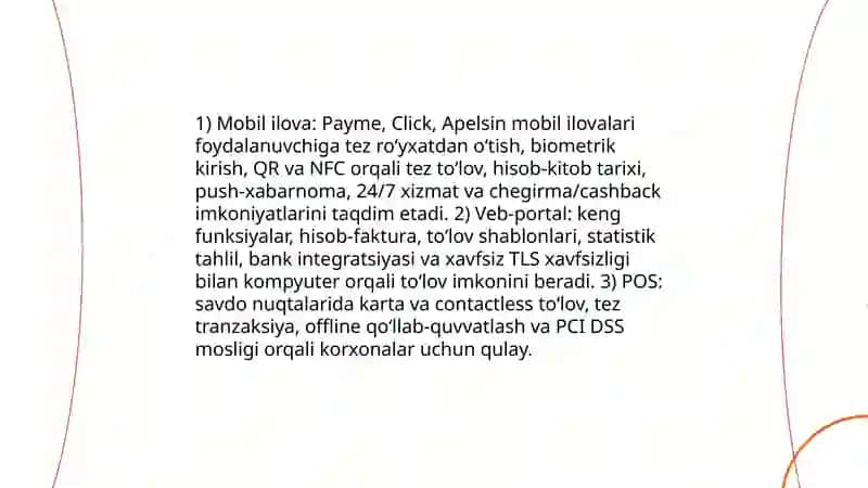 Elektron to'lov tizimlari (Payme, click, apelsin) turlari va afzalliklari 4