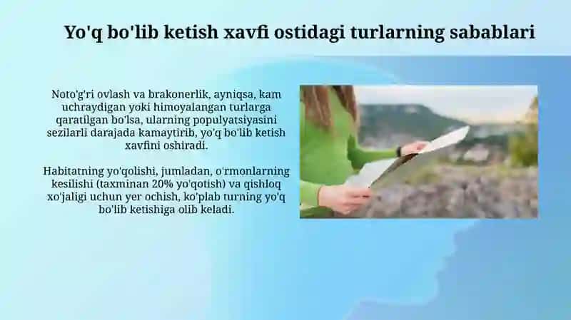 Yo'q bo'lib ketish xavfi toifalarini qizil kitob asosida tahlil qilish 4