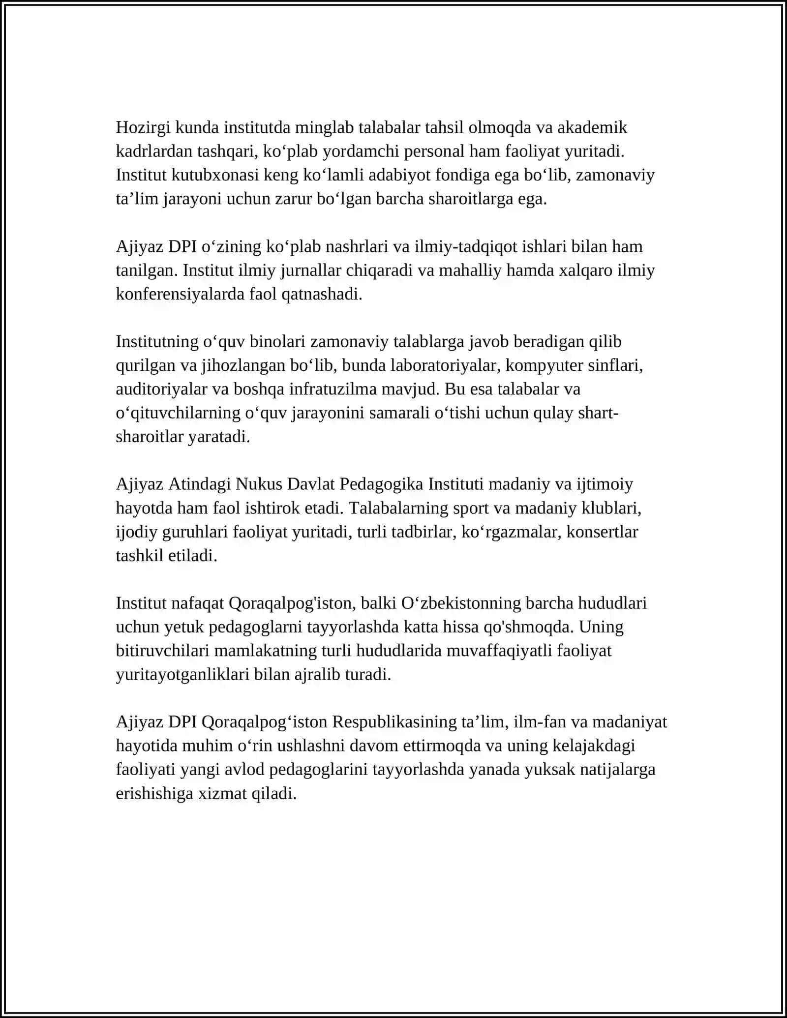 AJIYNAZ ATINDAGI NOKIS MAMLEKETLIK PEDAGOGIKALIQ INSTITUTI 4