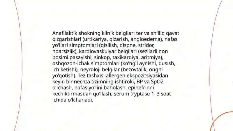 Anafilaktik shok va uni davolashda dori vositlar 4