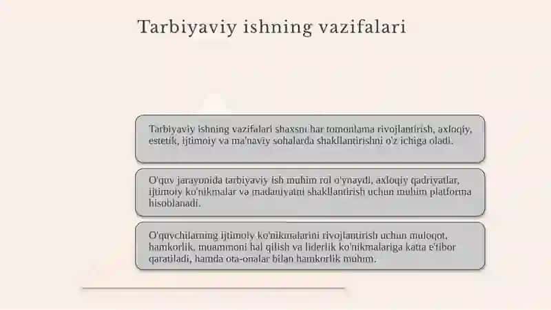 Tarbiyaviy ish faoliyati samaradorligini oshirish 4