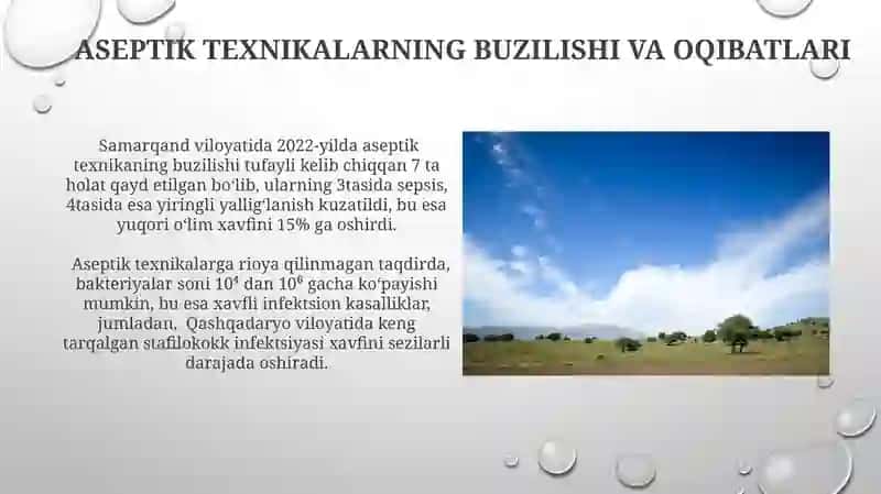 Aseptik va antiseptik tushunchasi. Operasion maydon aseptikasi 4