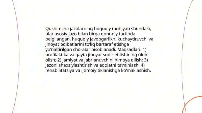 Qushimcha jazolar tushunchasi va ahamiyati 4