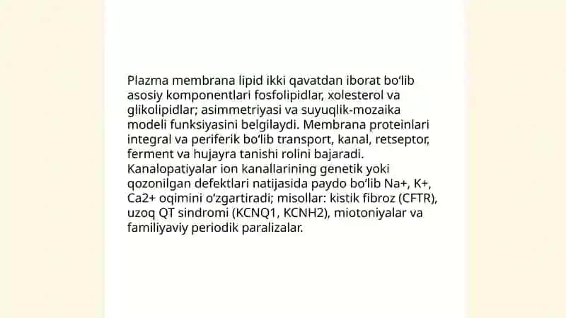 Eukariot hujayralarning ultrastrukturaviy tuzilishi. Hujayra umumiy organoidlari. Ushbu organellalarning patologiyasidan kelib chiqadigan kasalliklar 4