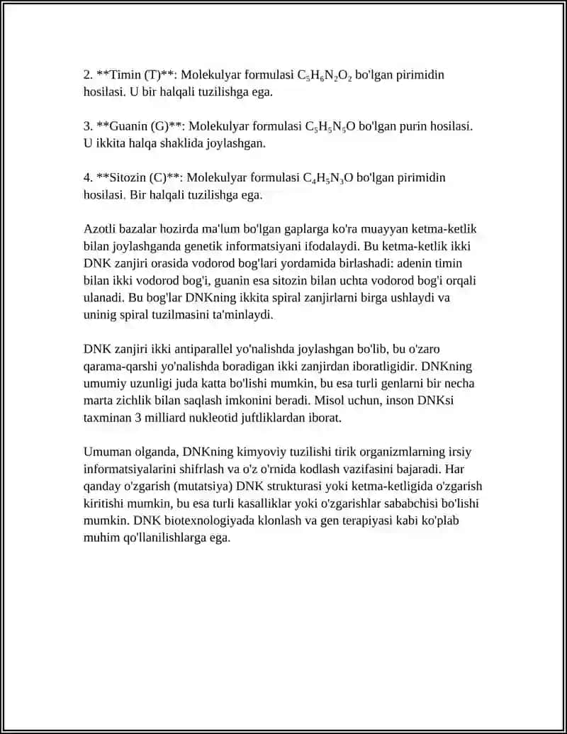 DNK VA UNING TUZILISHI 4