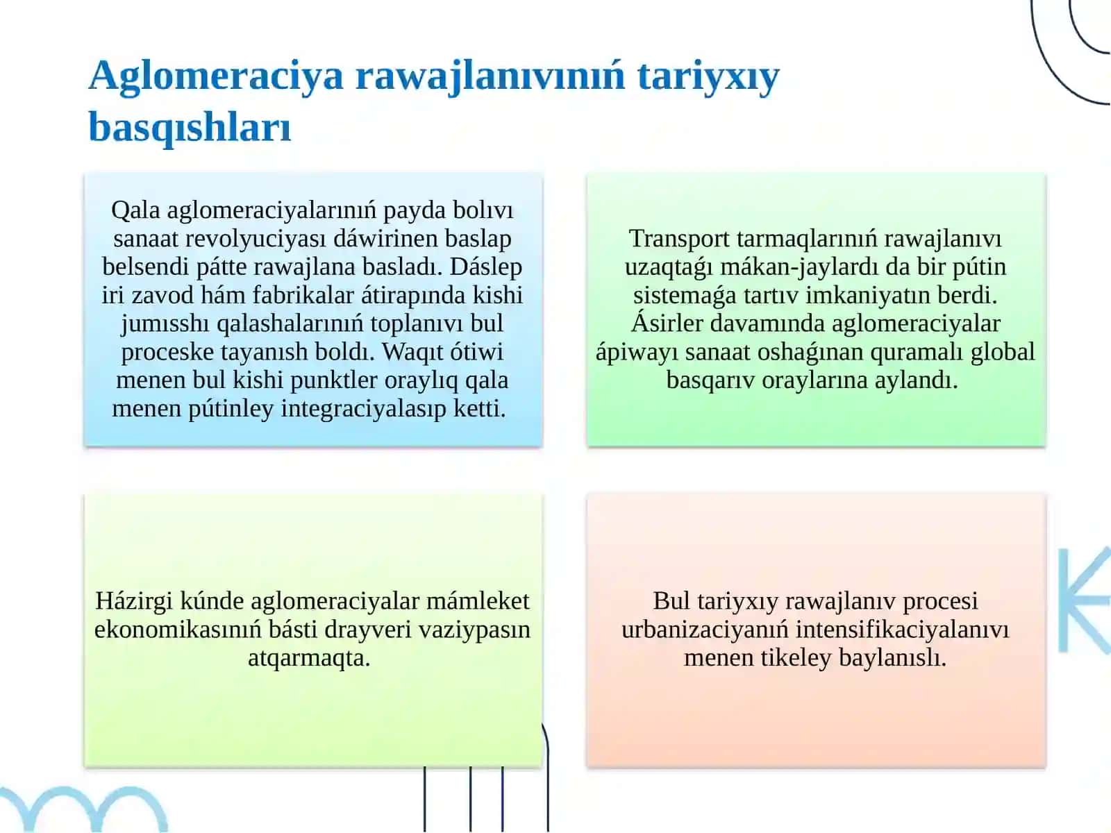 Qala aglomeraciyalarınıń quramalı formaları 4