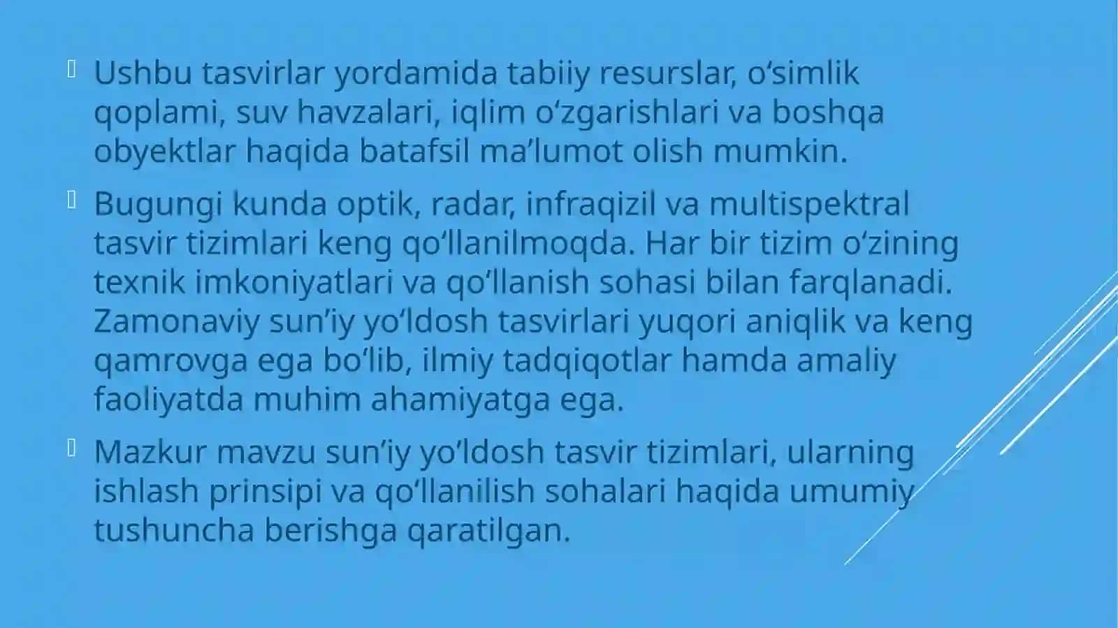 Sun'iy yo'ldosh tasvir tizimlari haqida umumiy ma’lumot 4