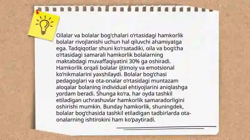 Bolalar elementar matematik tasavvurlarni rivojlantirishida bolalar bog'chasining oila bilan hamkorlikdagi roli 4