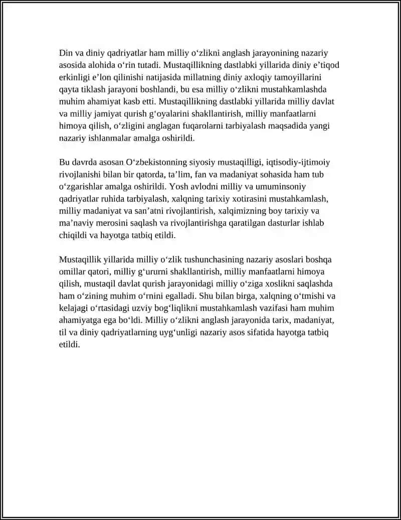 O‘ZBEKISTON MUSTAQILLIGINING DASTLABKI YILLARIDA MILLIY OʻZLIKNI ANGLASHGA INTILISHNING KUCHAYISHI 4