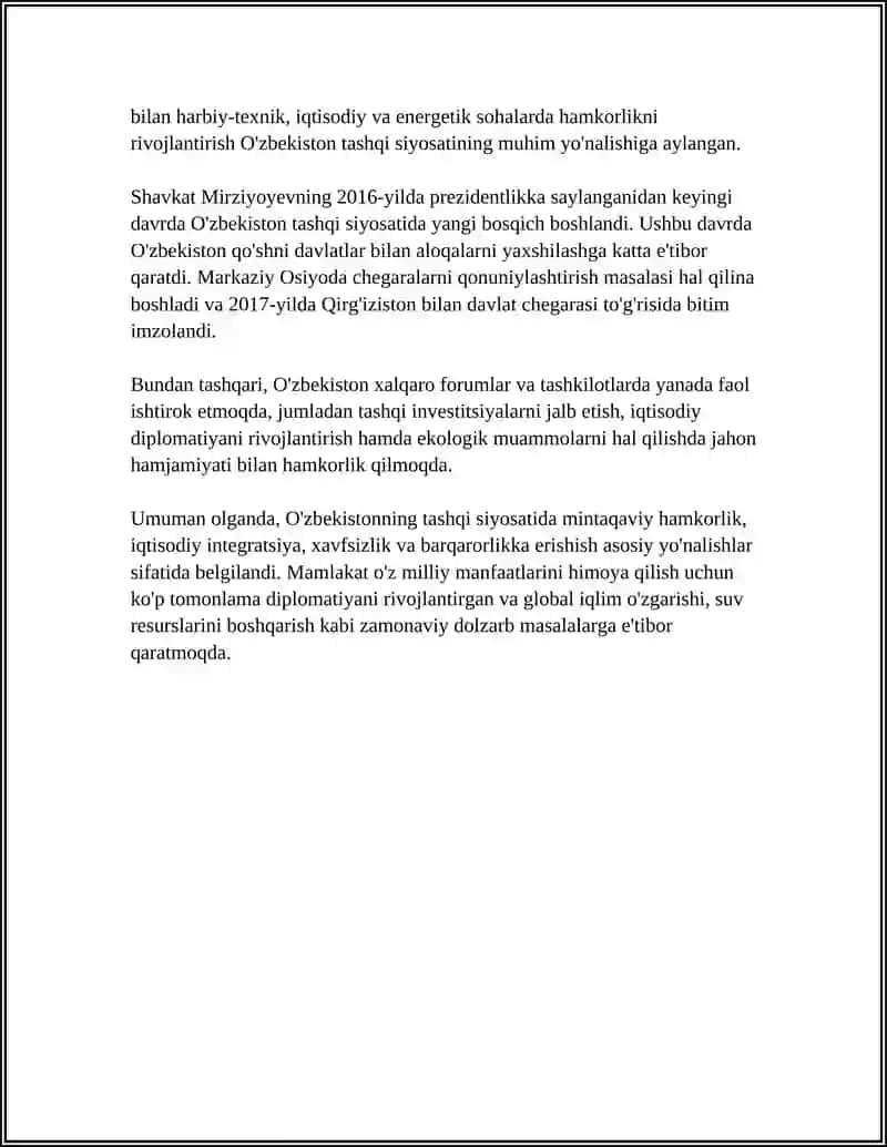 OʻZBEKISTON RESPUBLIKASIDA FOAL TASHQI SIYOSATINING YANGI BOSQICHI 4