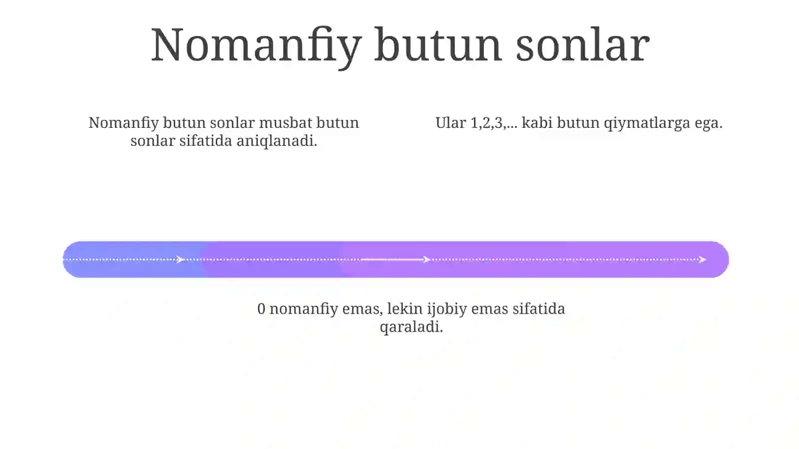 O'nlisanoq siz sitemasida gina nomanfiy butun sonlarni aritmetika amallarning algoritmi 4