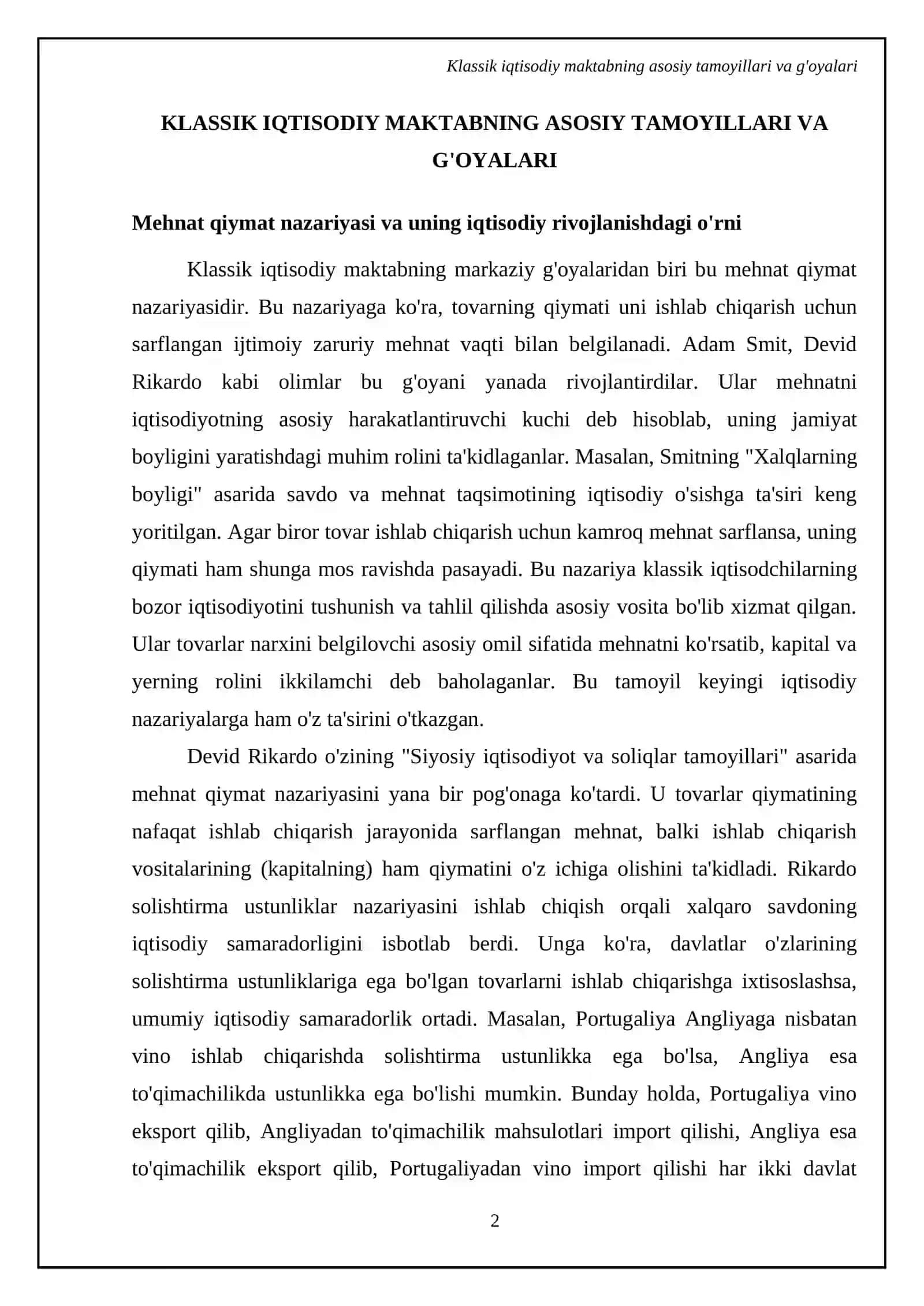 Klassik iqtisodiy maktabning belgilari va rivojlanish bosqichlari 4