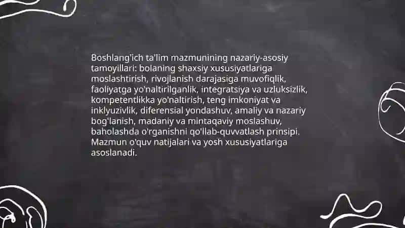 Boshlangʻich ta'lim davlat standarti mazmuni negizini belgilovchi koʻrsatkichlar 4