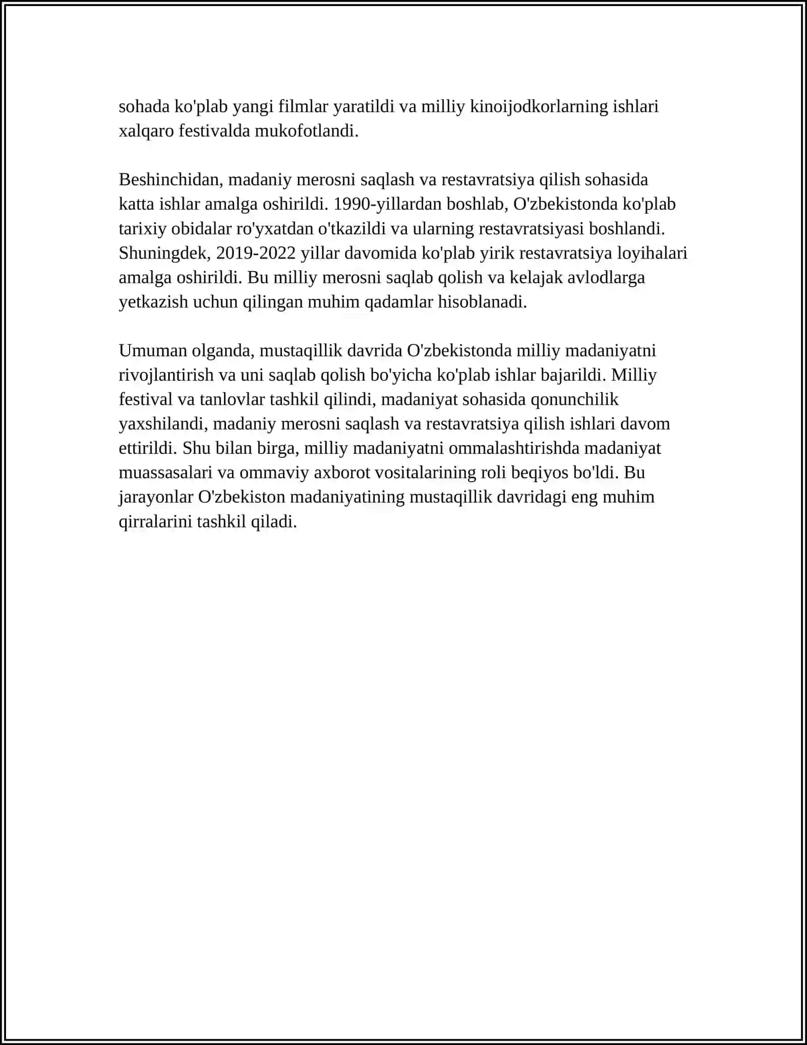 MUSTAQILLIK YILLARIDA MILLIY URF-ODATLAR, QADRIYATLAR VA AN'ANALARNING QAYTA TIKLANISHI 4