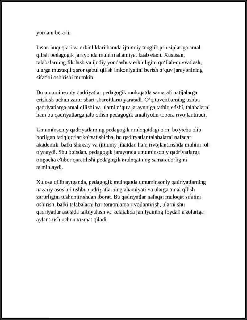 PEDAGOGIK MULOQATDA UMUMINSONIY QADRIYATLARNING USTUVORLIGI 4