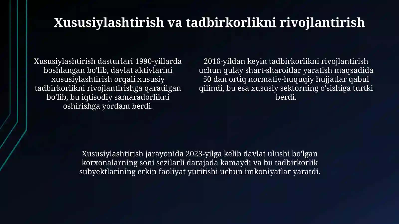 O'zbekiston bozor munosabatlarinig rivojlanishi 4