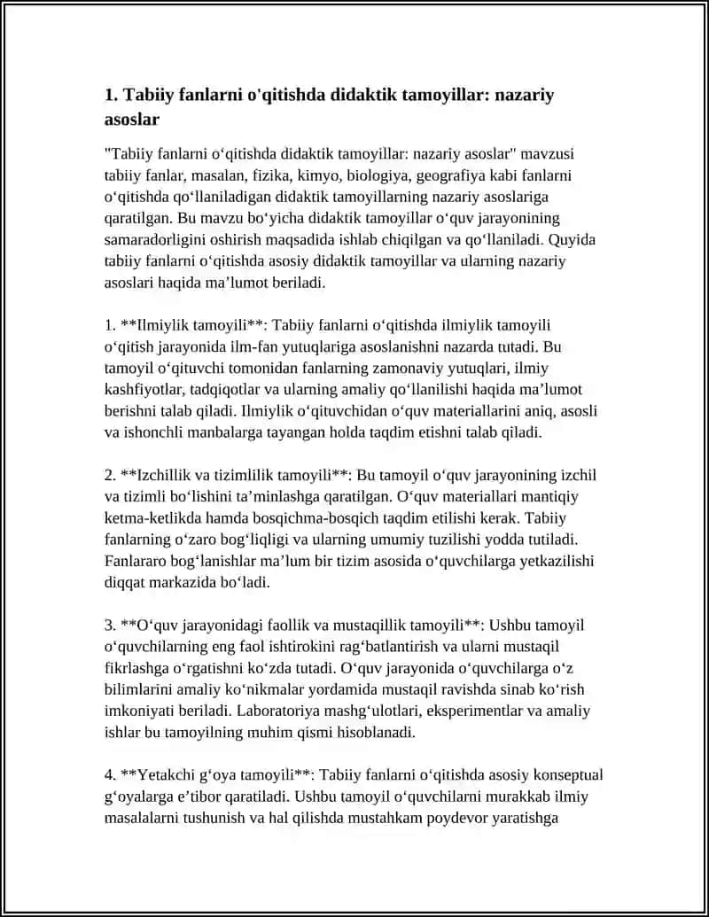 TABY FANLAR FANIDA OʻQITISHNING DIDAKTIK TAMOYILLARINI O'RGANISH VA TAHLIL QLISH 4