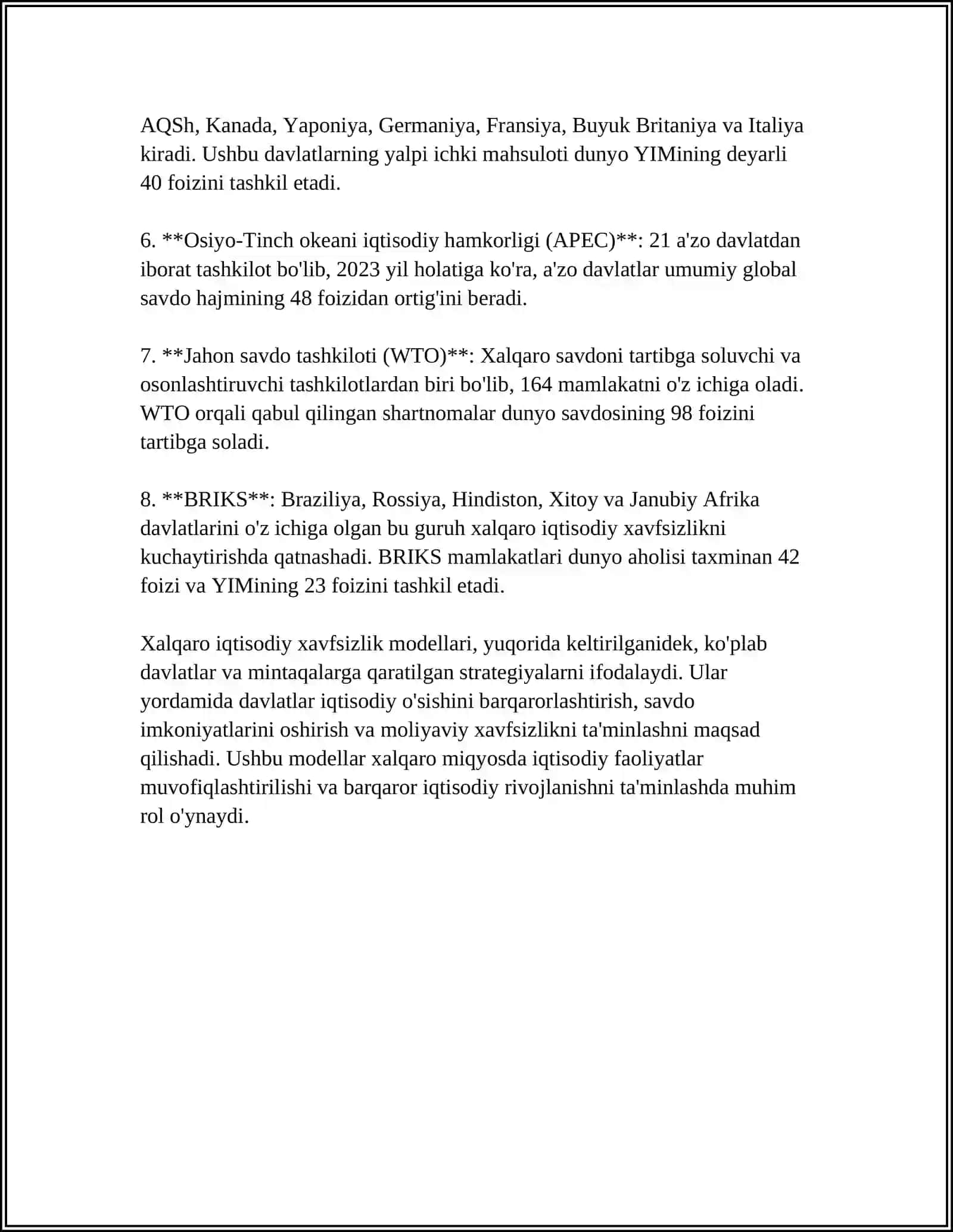 Xalqaro iqtisodiy xavfsizlik modellari 4